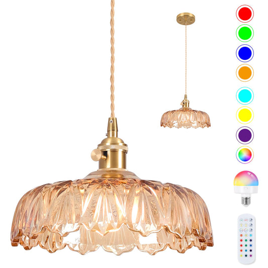 Battery Operated Pendant Light Vintage Light Fixtures 2500Mah 9.4In Rgb Light Bulb Amber Modern Chandelier With Remote Control Wireless Adjustable Rechargeable Chandelier For Kitchen Island 1Light