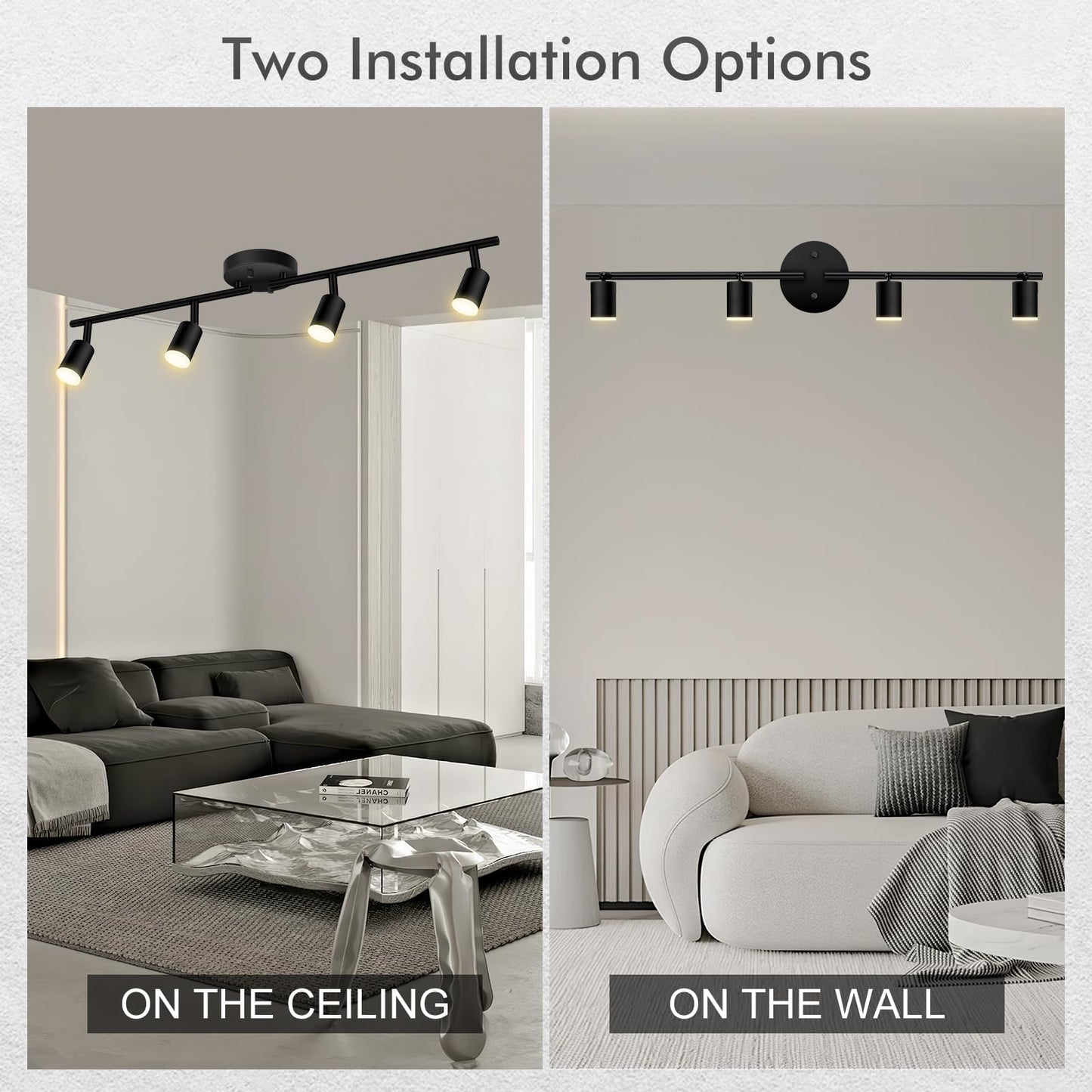 Auquee 4 Light Track Lighting Fixtures Ceiling  16W/2700K Black Track Lighting With Acrylic Lampshade & Rotatable Light Heads  20000Hrs Lifespan  Modern Led Track Lights Ceiling For Kitchen/Hallyway
