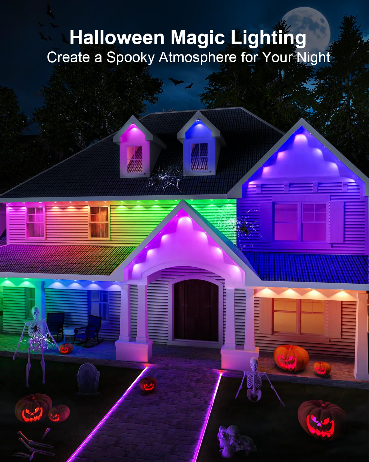 Tropwellhouse Permanent Outdoor Light Pro  50Ft With 36 Rgb+Ic Led Lights  90 Scene Modes  Ai Light Design  Ip67 Waterproof For Halloween Christmas Decor And Daily Lighting  Work With Alexa  Google