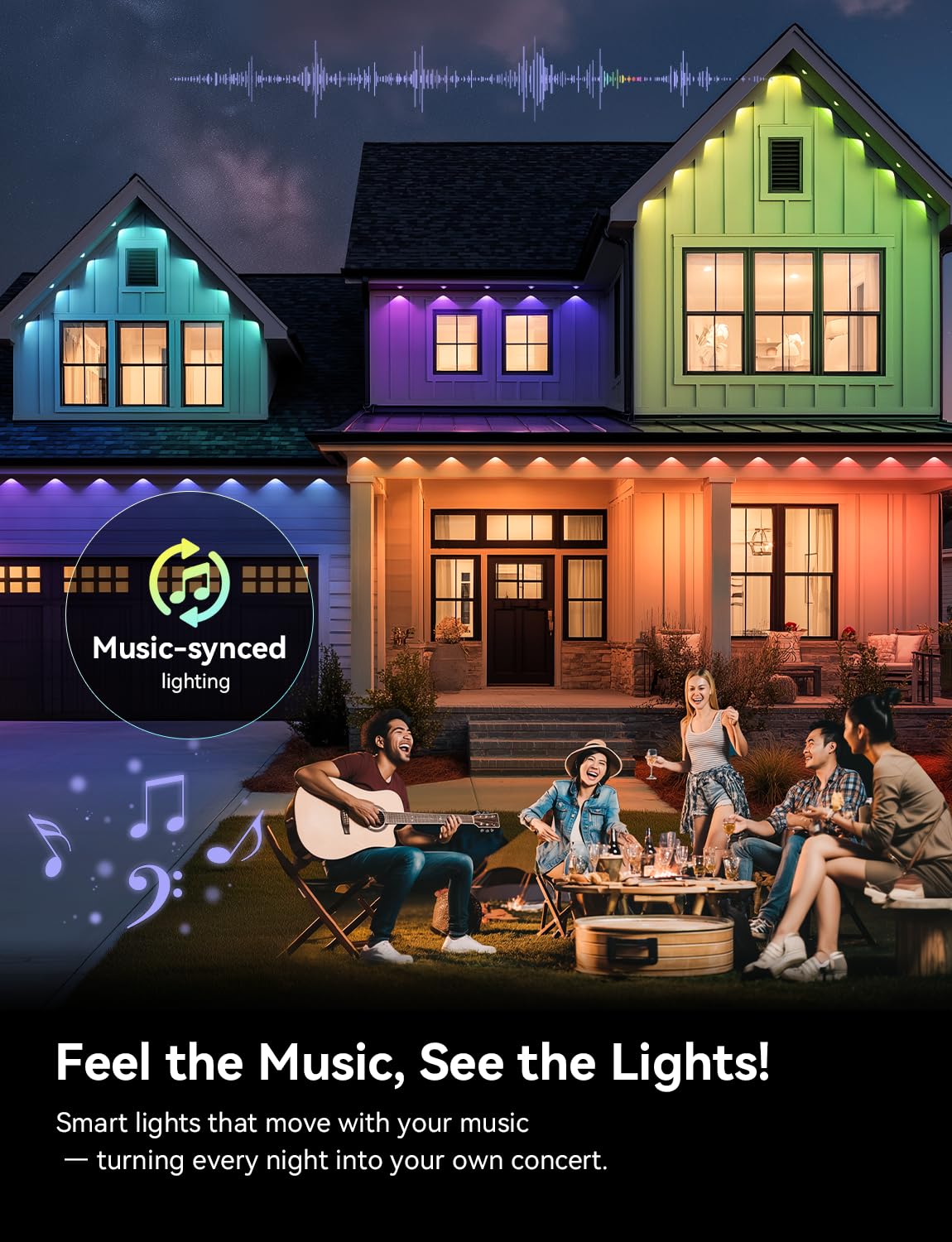 Lemonlovely Permanent Outdoor Lights For House  Rgb+Ic Ip67 Waterproof Smart Eave Lights 200Ft With 100 Led  Eternity Lighting For Halloween Christmas Decoration  Work With Remote  App