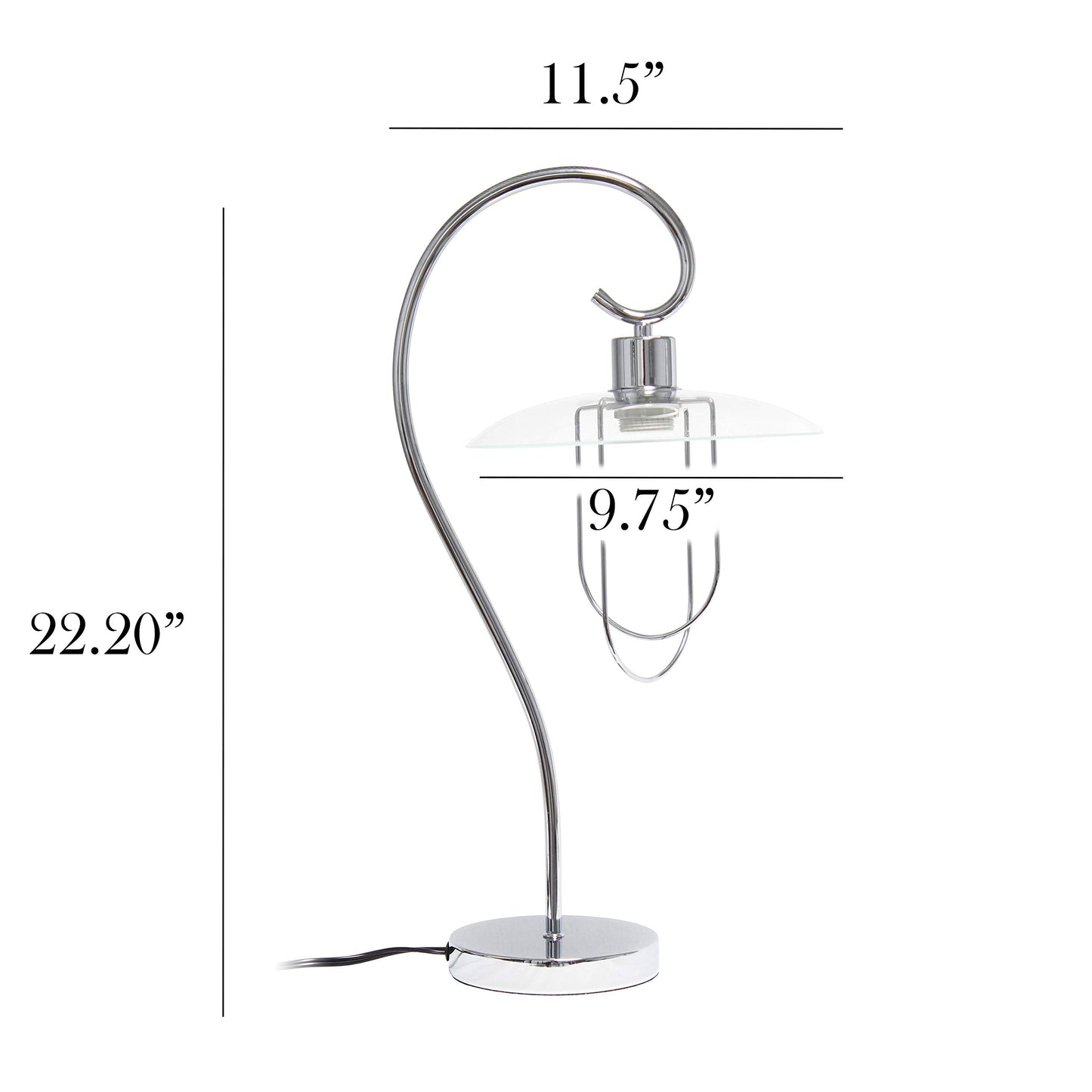 Simple Designs LT1086-CHR Modern Metal Table Lamp, Chrome, Iron Material