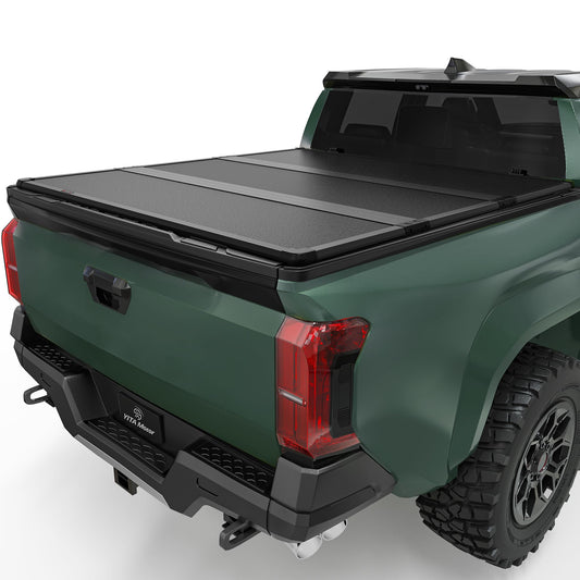 YITAMOTOR FRP Hard Tri-Fold Truck Bed Tonneau Cover Fits for Toyota Tacoma 2024 2025 2026 6 ft Bed with Deck Rail System (Excl. Trail Edition)