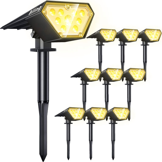 Biling Solar Spot Lights Outdoor, 700 Lumen, IP67 Waterproof, 10 Pack, Warm White