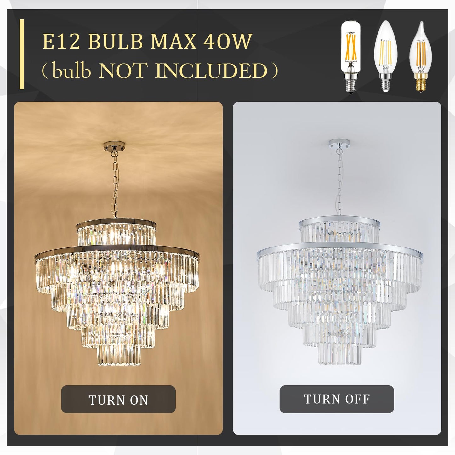23 Lights Large Crystal Chandeliers 36 Modern Chrome stylish Chandelier For Foyer Staircase Chandeliers 6 Tiers Round K9 Ceiling Pendant Lighting Fixture For Living Dining Room