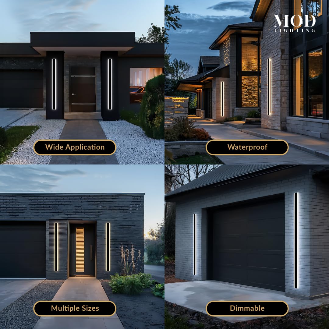 ?????? ???????????????? Haylen | Waterproof Outdoor Wall Light  Led Dimmable With Remote 3000K-6000K  Long Outdoor Porch Lights  Wired Lighting Fixture  Patio Exterior Wall Sconce  2-Pack (Black  67)