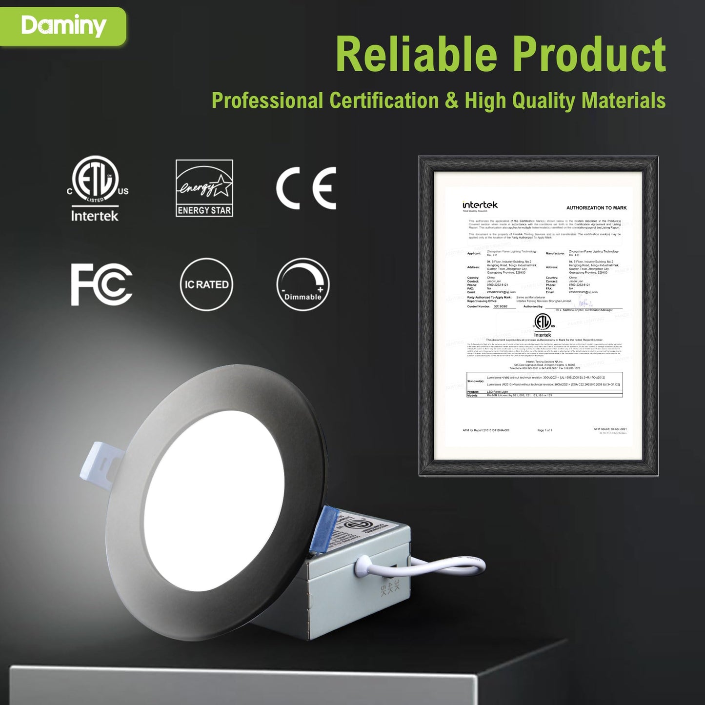 Daminy 6 Pack 6 Inch Black Led Recessed Lighting With Junction Box 5Cct Ultra-Thin Recessed Light 10W 1100Lm  Dimmable Canless Wafer Ceiling Light High Brightness - Etl