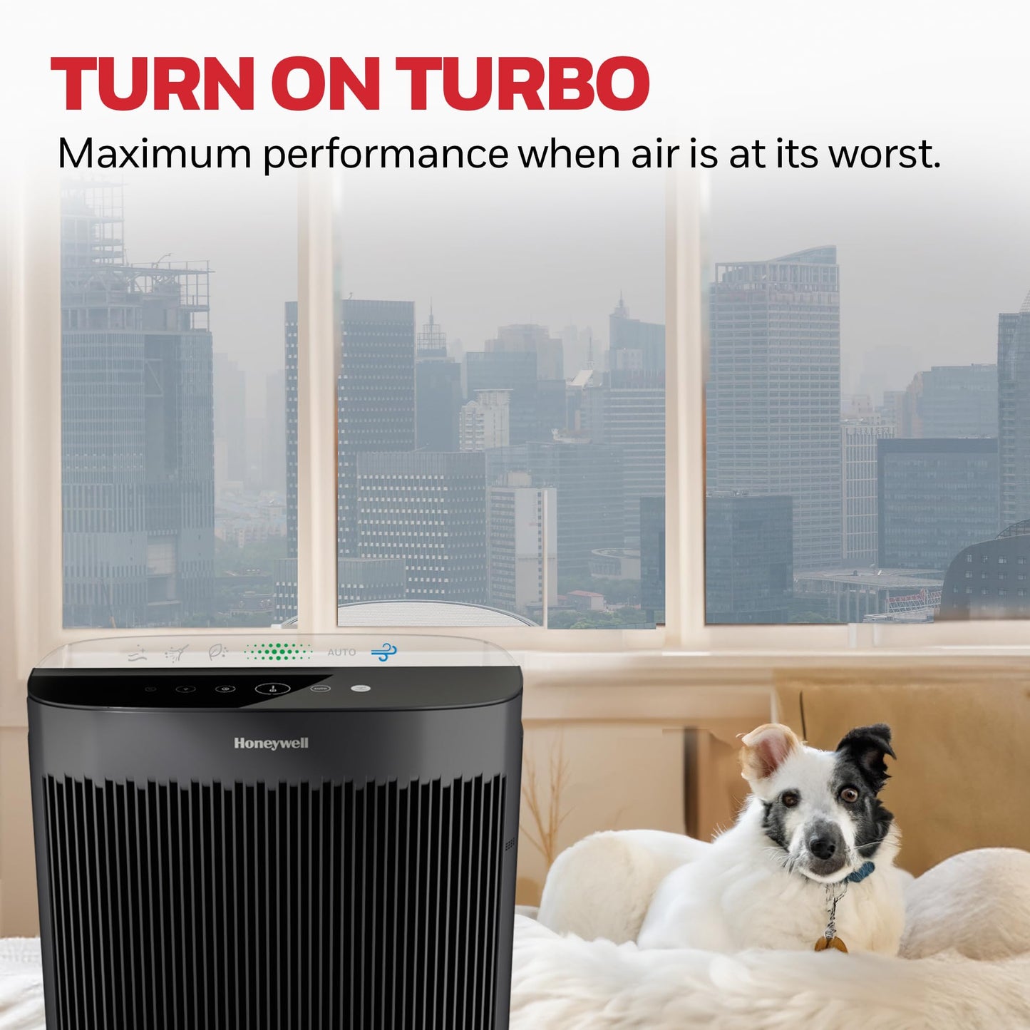 Honeywell HEPA Air Purifier for Home, 2423 Ft² Rooms in 1 hour, Air Quality Monitor, Auto Mode, Reduces Allergens, Dust, Pollen, Pet Dander, Odors, Smoke, Black, HPA5300B