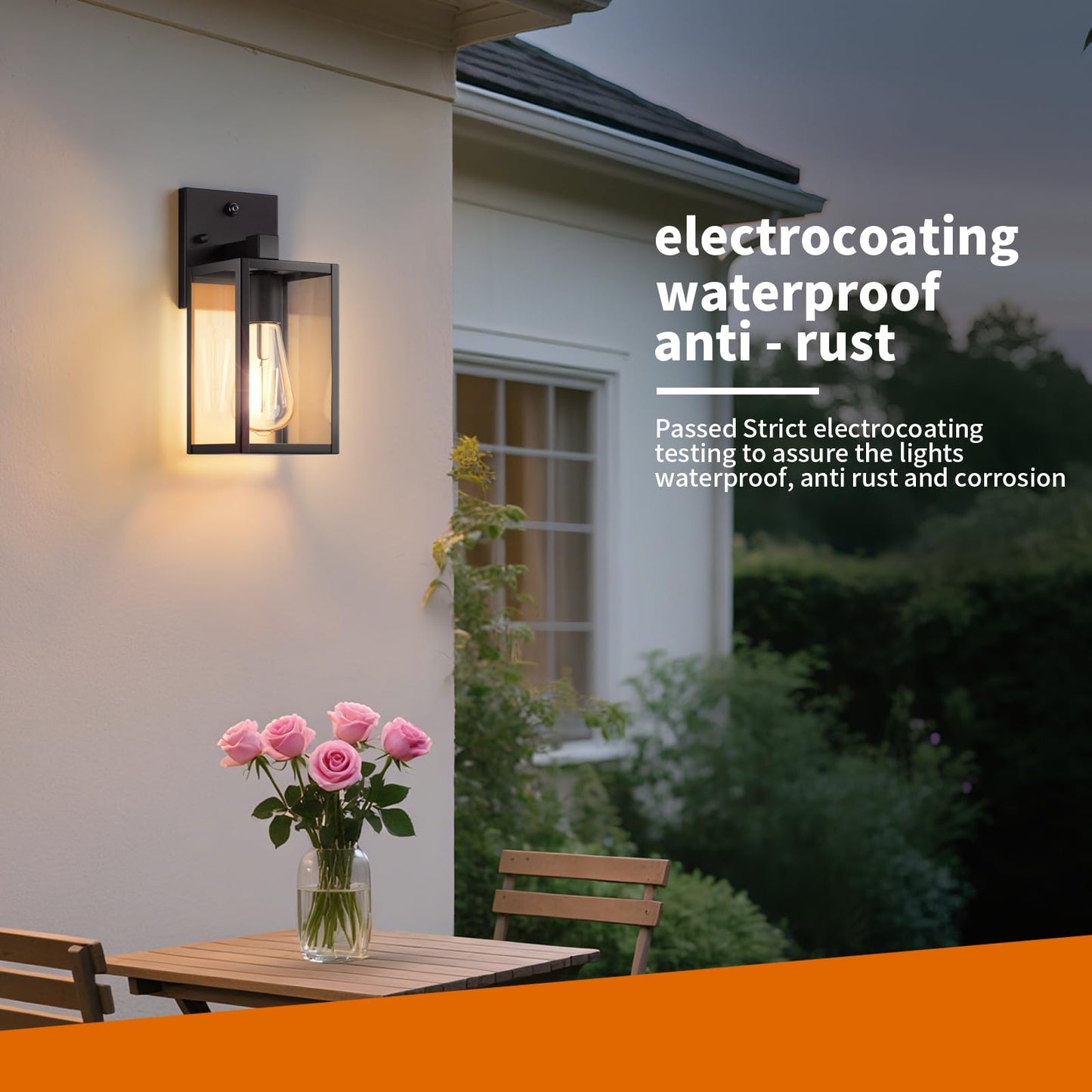 2 Pack Dusk To Dawn Exterior Lighting Fixtures Wall Mount  Sensor Outside Front Porch Lights For House  Outdoor Lantern Lamp  Waterproof Wall Sconce Lights  Black Coach Light For Garage Entryway