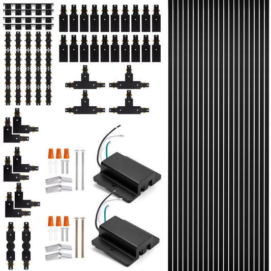 H Track Lighting Rails Kit - Icreating 65.6Ft Black Track Lighting Tracks 3 Wire With Floating Canopy Connector  L  I And T Connectors For Single Circuit H Type Led Tracks Lights Heads Fixtures