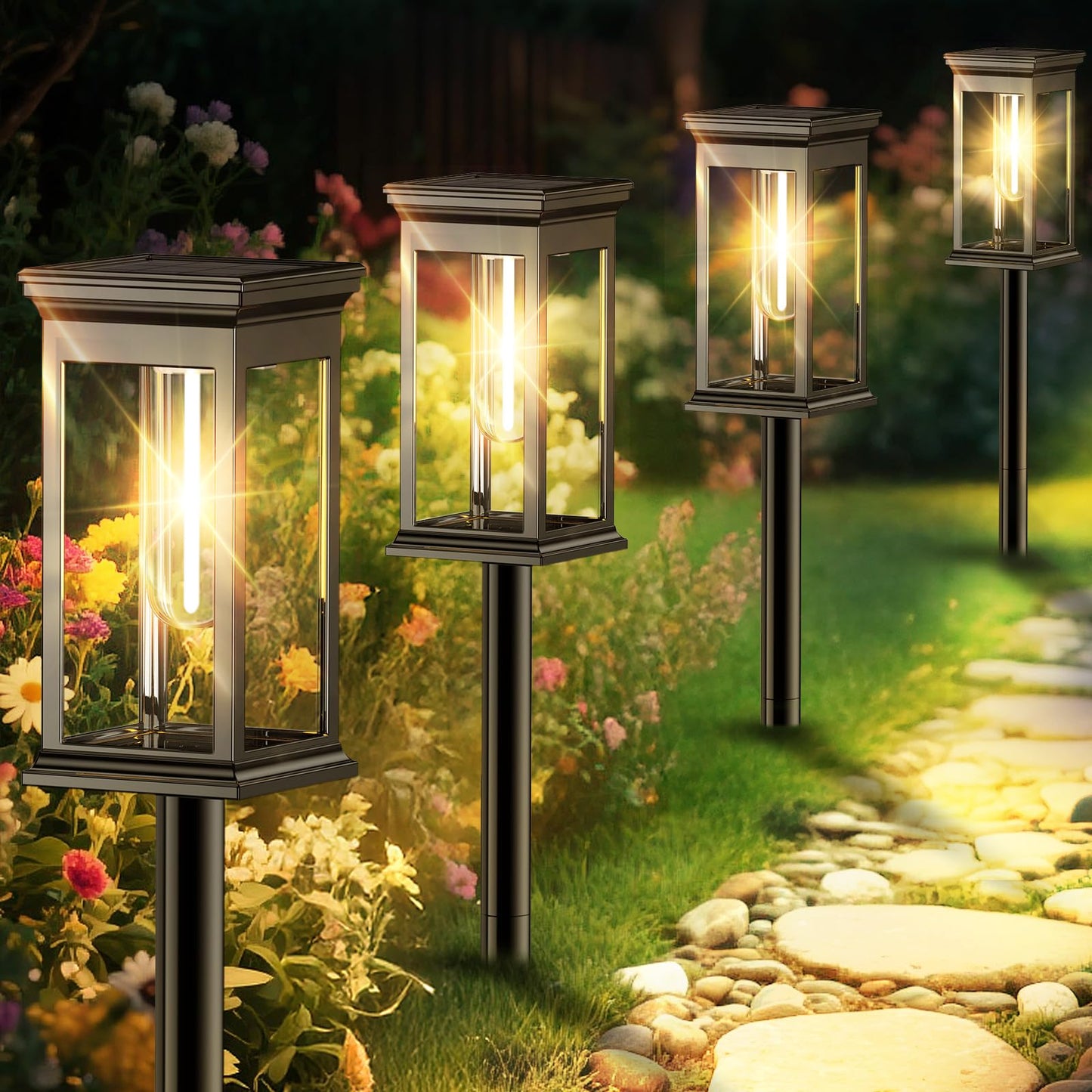 Niows Solar Pathway Lights Outdoor Waterproof - 10 Pack Bright Solar Powered Garden Lights With Auto On/Off  Ip65 Led Landscape Lighting For Walkway Patio Lawn Yard Decor
