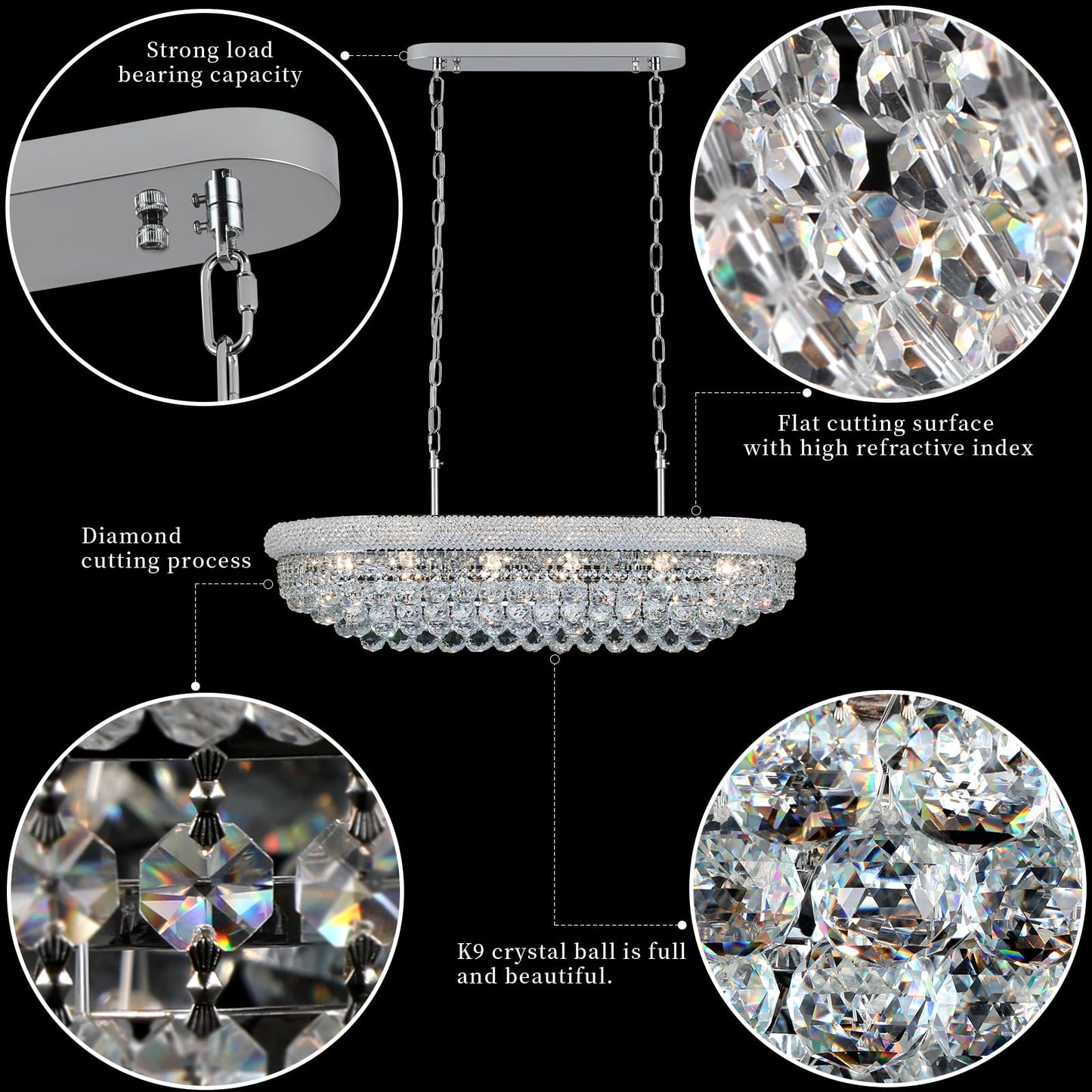 Gifarich Crystal Chandeliers For Dining Room Light Fixtures Over Table  Modern Crystal Chandeliers For Kitchen Lsland  11 Lights Empire Style Chrome stylish Lighting Fixtures For Living Room Bar