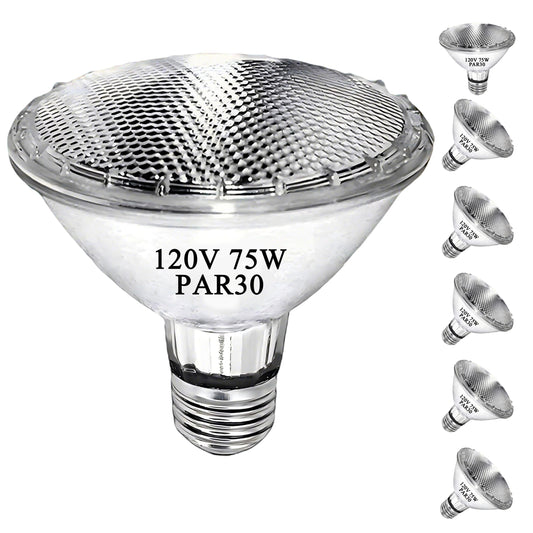 Misdood Par30 Short Neck Halogen Flood Light Bulbs  120V 75W Par30 Light Bulb  Dimmable  High Output  E26 Medium Base  2700K Warm Lighting  3000 Hours For Recessed Light Bulb(6 Pack)