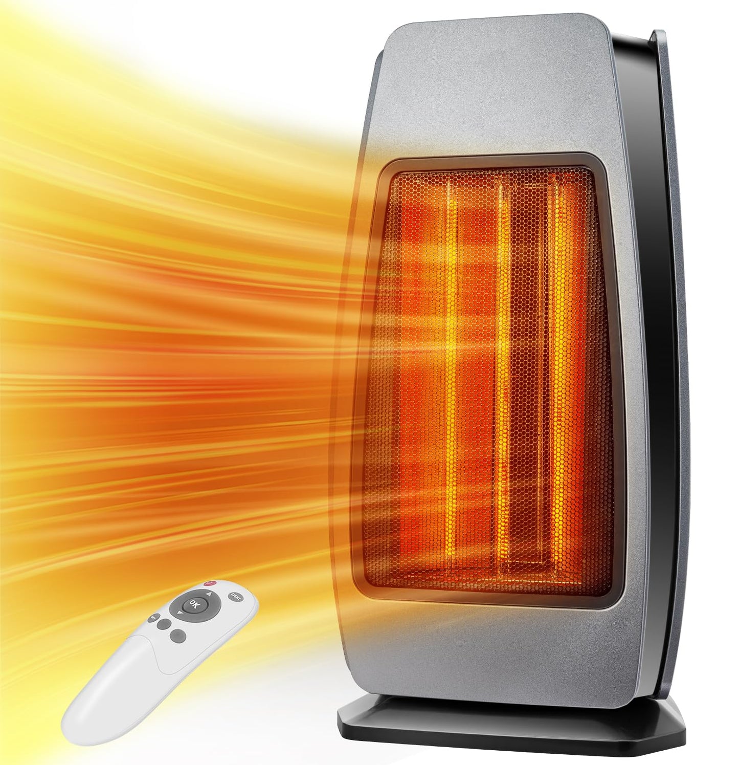 Infrared Space Heaters for Indoor Use, 1500W Electric & Portable Room Heaters with Thermostat, 4 Modes, 24H Timer, 70° Oscillating Electric Space Heater with Remote, Safe for Large Room Use