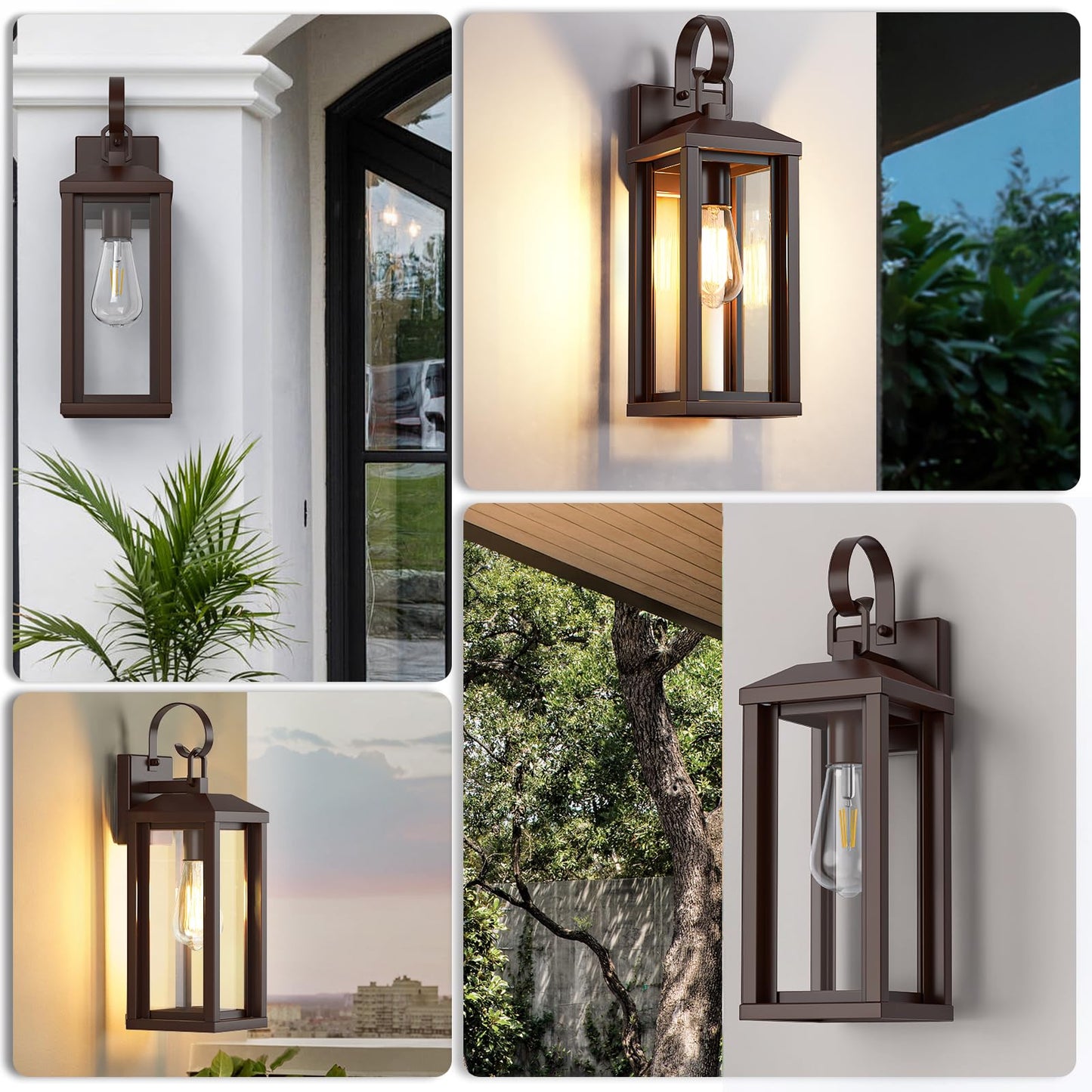 Snru 17 Brown Large Exterior Lighting Fixtures 2Pack  Waterproof Outdoor Wall Porch Lights Sconces Wall Mount  Coach Lights For Garage Carriage Lights Exterior For House