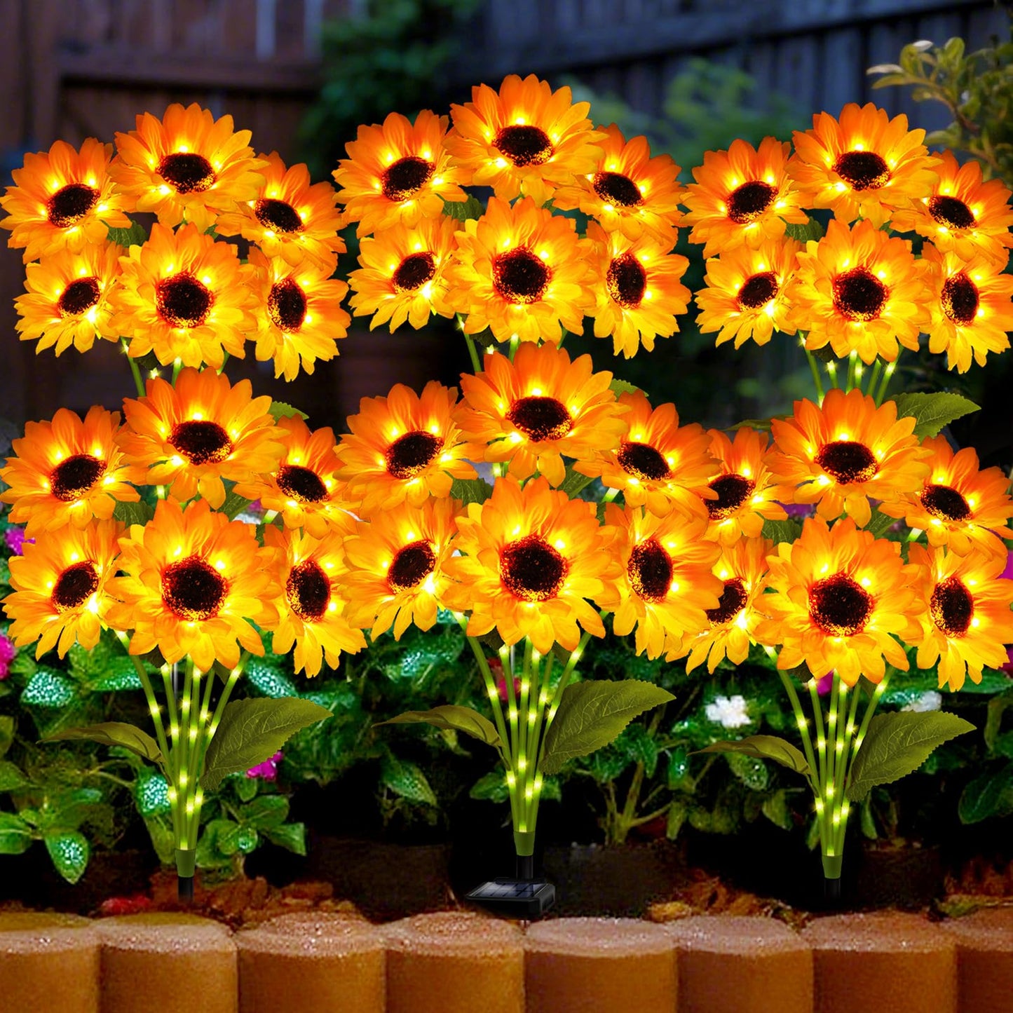 Solar Garden Lights Outdoor  6 Pack Sunflower Lights With 36 Sunflower  Waterproof 60 Led Garden Fall Decor  Gifts For Mom Grandma  Decorative Solar Flowers For Pathway Patio Yard Flowerbed Decoration