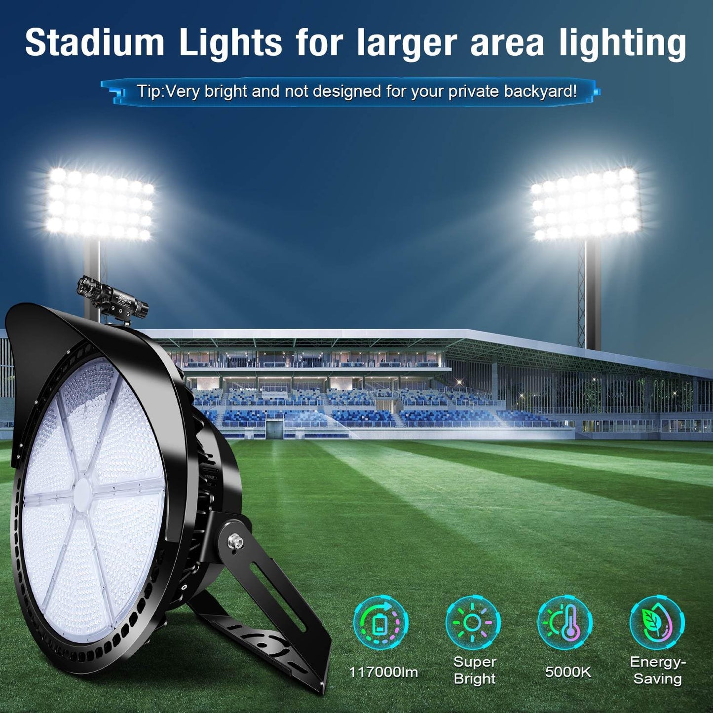 Tomourd Stadium Lights Outdoor Led  600W Heavy-Duty Sport Court Floodlight Super Bright Commercial Arena Light Daylight Ip66 10Kv Waterproof Round For High Mast Ideal Large Field Lighting