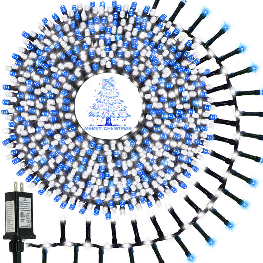 2025 New Christmas Cluster Lights 800 Led With Flowing Twinkling  Fire er Fairy Lights With 15 Modes & Timer  Waterproof Christmas String Light For Indoor Outdoor Xmas Tree Party Garden Blue White