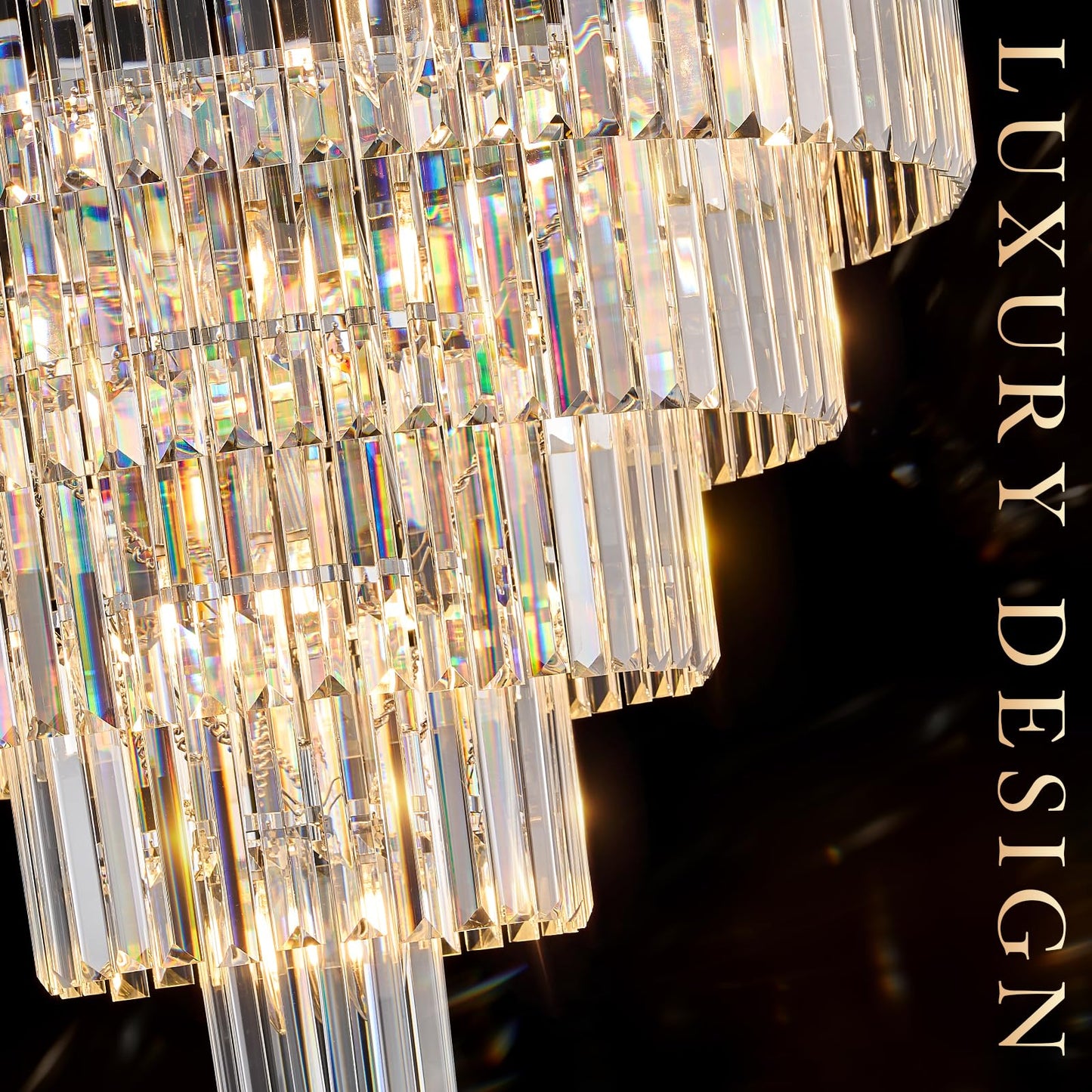Catiner Large Crystal Chandeliers Modern Chrome 30  Chandelier For Foyer Staircase stylish 5 Tiers 16 Lights K9 Ceiling Pendant Lighting Fixture For Living Room Dining Room Bedroom
