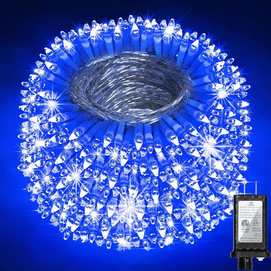 1500 Led 470Ft Christmas String Lights Outdoor  12 Pro Modes And Timer Memory & Brightness  Plug In Waterproof Clear Wire Twinkle Light For For Xmas Yard Tree Wedding Party Decor (Blue)