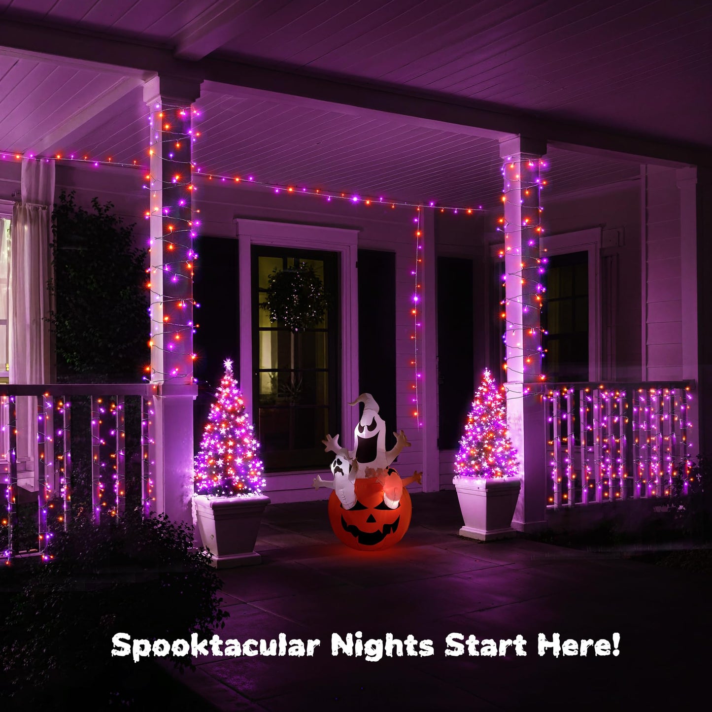 Wbao Halloween Lights Orange Purple 500Led 174Ft  Super Bright Led Halloween String Lights With Ul Certified  8 Lighting Modes  Timer  Memory & Waterproof For Indoor Outdoor Holiday Party Decorations
