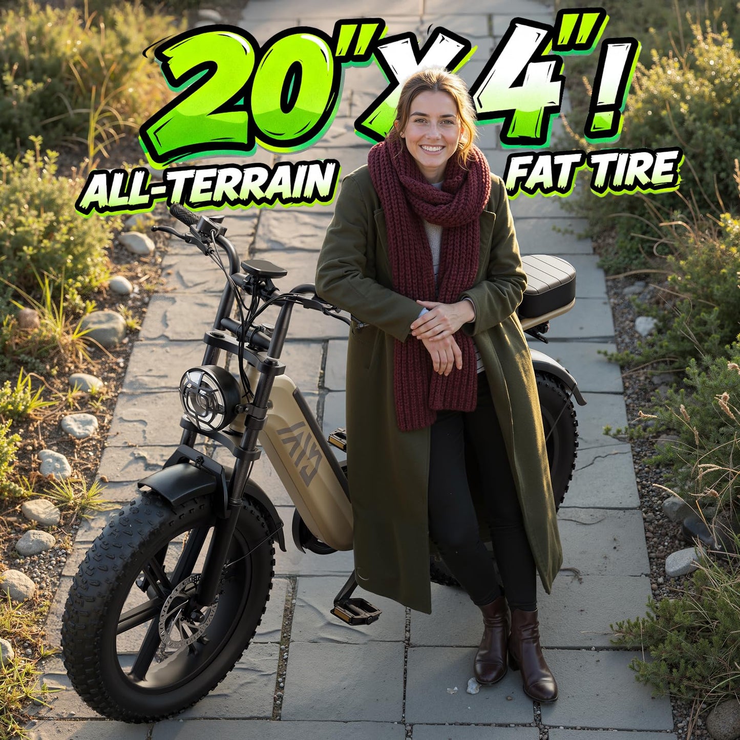 TST Electric Bike for Adults, 1500W Peak Motor Ebike with 48V 15Ah Built-in Battery, 60 Miles Range 28 MPH Electric Bicycle, 20" Fat Tire Step-Thru E Bike with Rear Seat, Safety Tested to UL 2849