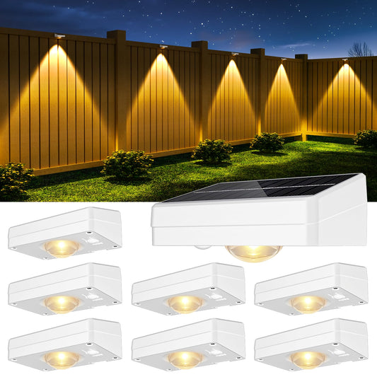 Niorsun Solar Fence Lights Outdoor Waterproof Warm & Cool White Rgb 8 Pack Led Spot Lens Deck Lights 9 Mode Solar Powered Wall Lighting Decor For Outside Patio Step Backyard Railing Pool White
