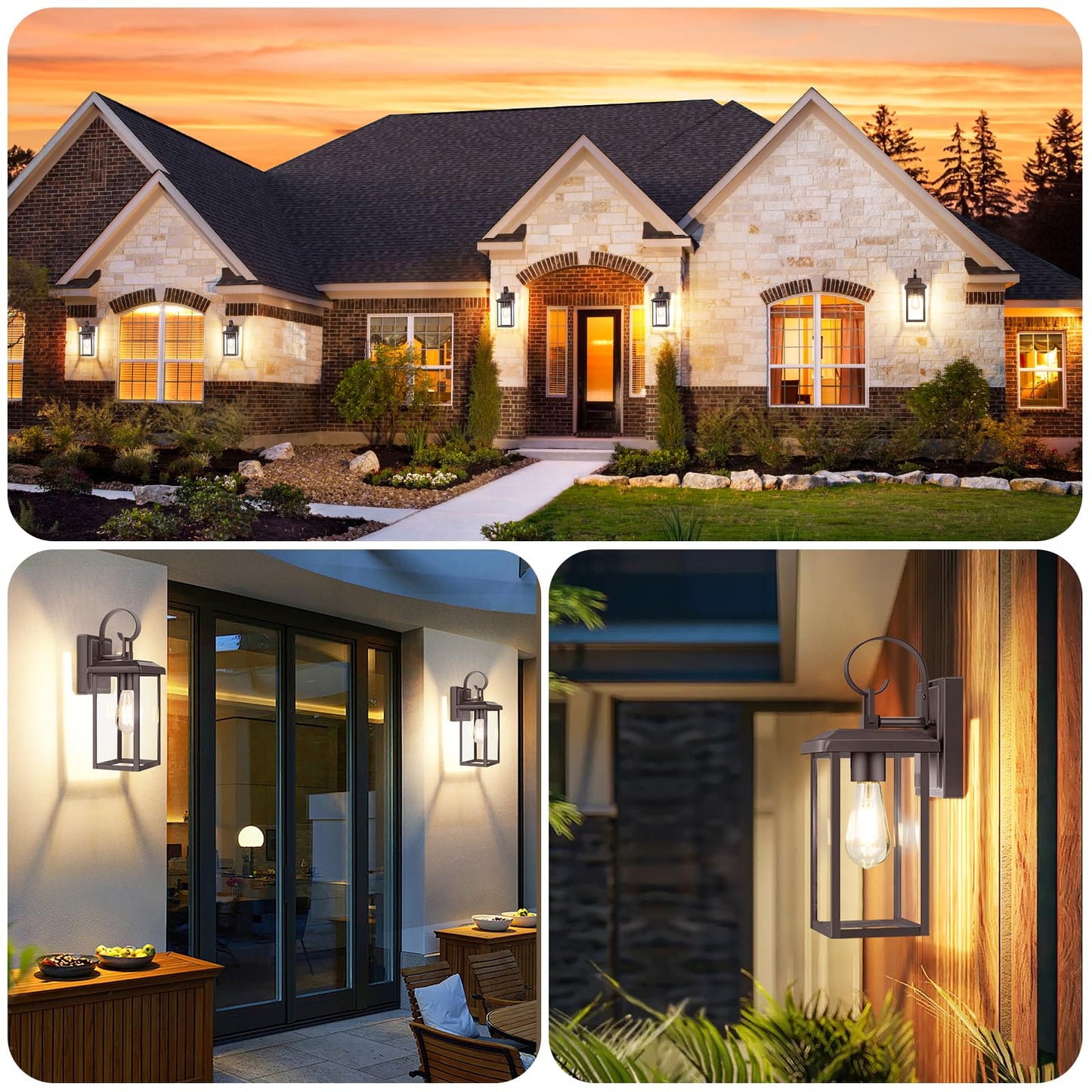 Beslowe 2-Pack Outdoor Wall Light Fixtures  15  Exterior Lighting Fixtures Wall Mount  Waterproof Porch Lights Outdoor Wall Sconces Lanterns  Modern Outside Lights For House Front Door Garage  Brown