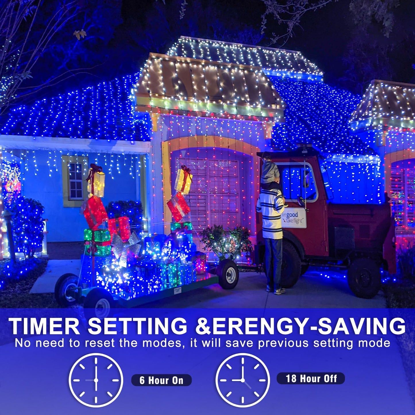 800 Led Blue Christmas Lights Outdoor 262Ft Clear Wire Blue String Lights 8 Modes Clear Wire  Plug In Waterproof Twinkle Fairy String Light For Indoor Christmas Tree Bedroom Decorations