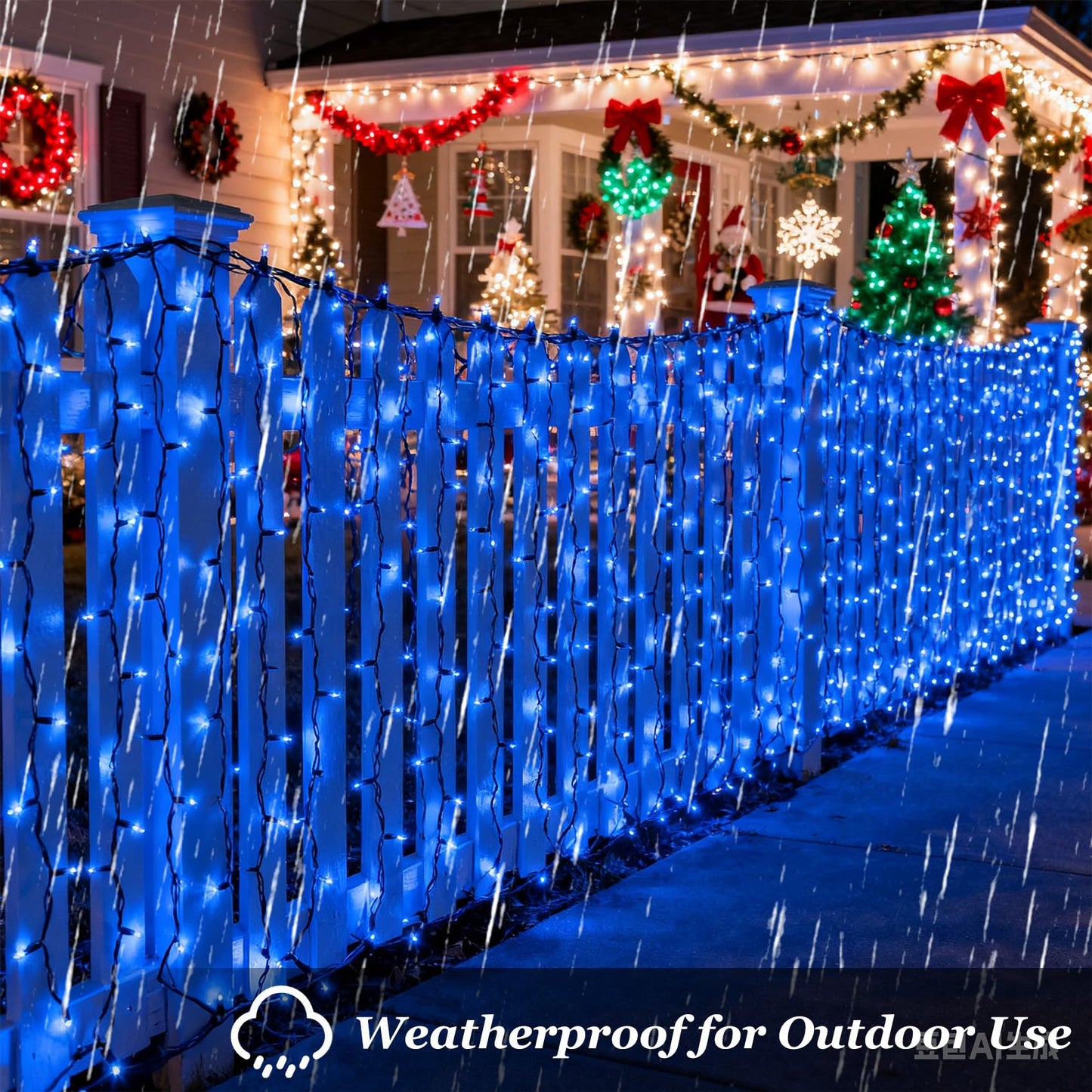 750 Led Christmas String Lights Outdoor  240Ft Twinkle Fairy Lights With Timer & Memory  12 Modes Dimmable Waterproof Tree Light For House Patio Garden Wedding Party Christmas Decororations  Blue