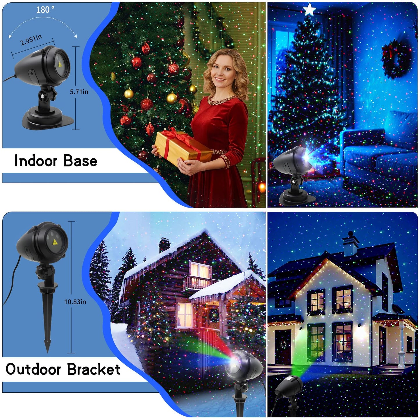 Outdoor Christmas Projection Lights  Rgb Outdoor Lights  Waterproof Garden Projector (With Remote Control)  Suitable For Homes  Yards  Gardens  Holiday Parties  And Home Decor