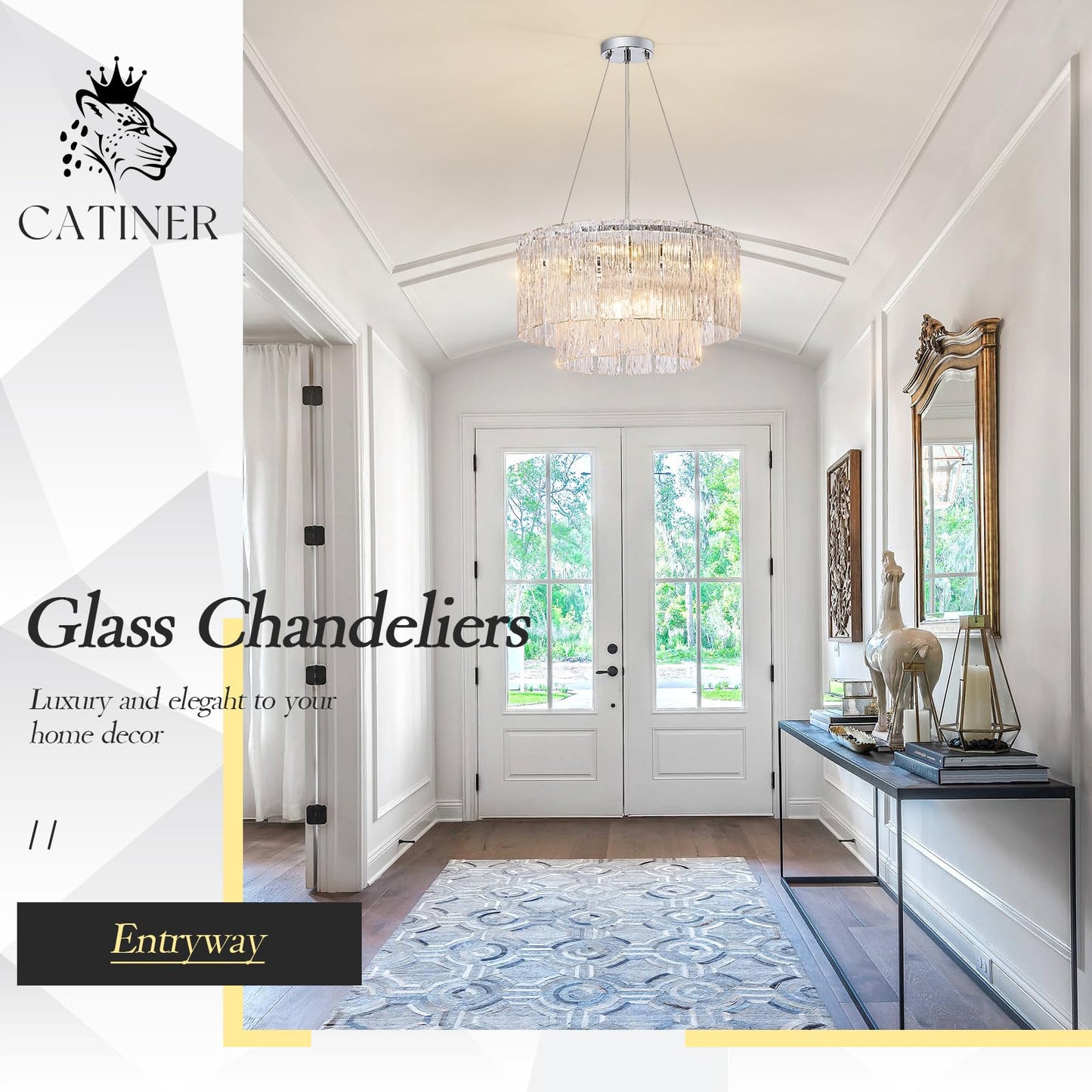 Modern Chrome Chandeliers  20  7-Light Crystal Glass Ceiling Pendant Light Fixtures stylish Round Chandelier 2 Tiers Hanging Lighting For Dining Room Foyer Living Room Bedroom