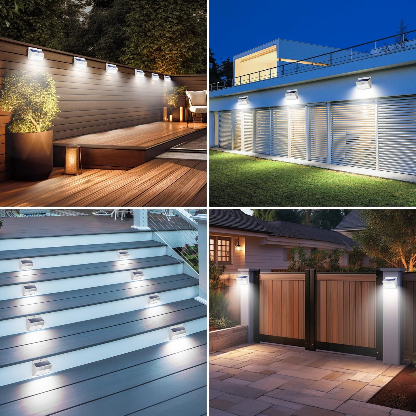 Peasur Solar Outdoor Lights  [8 Packs] Motion Sensor Security Lights With 3 Lighting Modes Wall Lights Waterproof Solar Powered Lights For Garden Yard White
