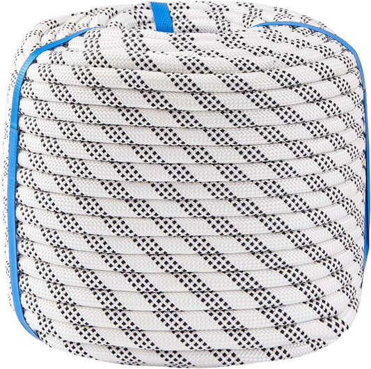 1/2 Inch 50ft Double Braided Polyester Arborist Rope, Heavy Duty Nylon Rope for Anchor, Tree Work, Cargo, Pulling, Sailing(White)