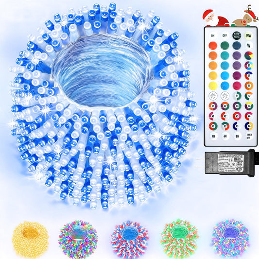 300 Led Color Changing Christmas Lights  35 Colors 98Ft String Lights Halloween Decorations  Waterproof Twinkle Fairy Light Clear Wire For Bedroom Indoor Outdoor Holiday Xmas Tree Wedding Party