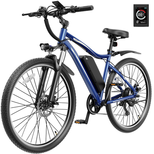 YOLOWAY Electric Bikes for Adults, 27.5" E Bikes for Adults with 1200W Peak Motor, 28 MPH, 50+ Miles Range Electric Bicycle, E Mountain Bike with 48V 10.4AH Removable Battery (deep Blue)