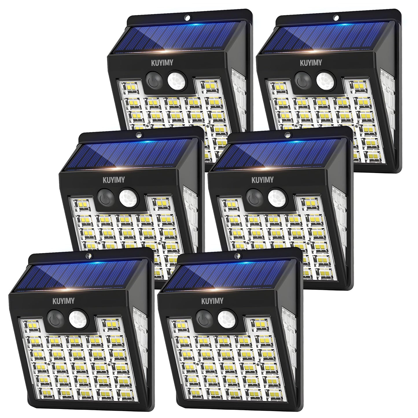 Kuyimy Solar Lights Outdoor  72 Led Motion Sensor Wall Light  Ip65 Waterproof And 3 Lighting Modes  Solar Powered Security Wireless Light Outside For Patio  Garden  Fence  Porch  Front Door(6 Packs)