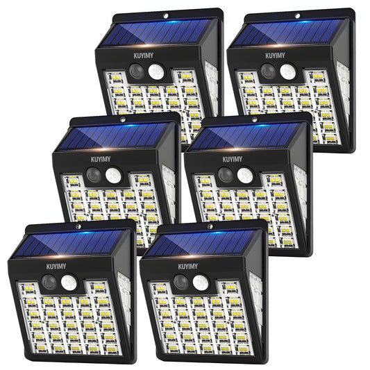 Kuyimy Solar Lights Outdoor  72 Led Motion Sensor Wall Light  Ip65 Waterproof And 3 Lighting Modes  Solar Powered Security Wireless Light Outside For Patio  Garden  Fence  Porch  Front Door(6 Packs)