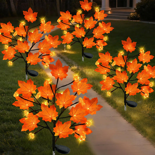 Laiamer 4Pack Fall Solar Lights Outdoor Decorative  Waterproof 80Led Orange Solars Lights Outdoor With 8 Modes  Pumpkin Solar Light For Fall Yard Outside Halloween Thanksgiving Decorations