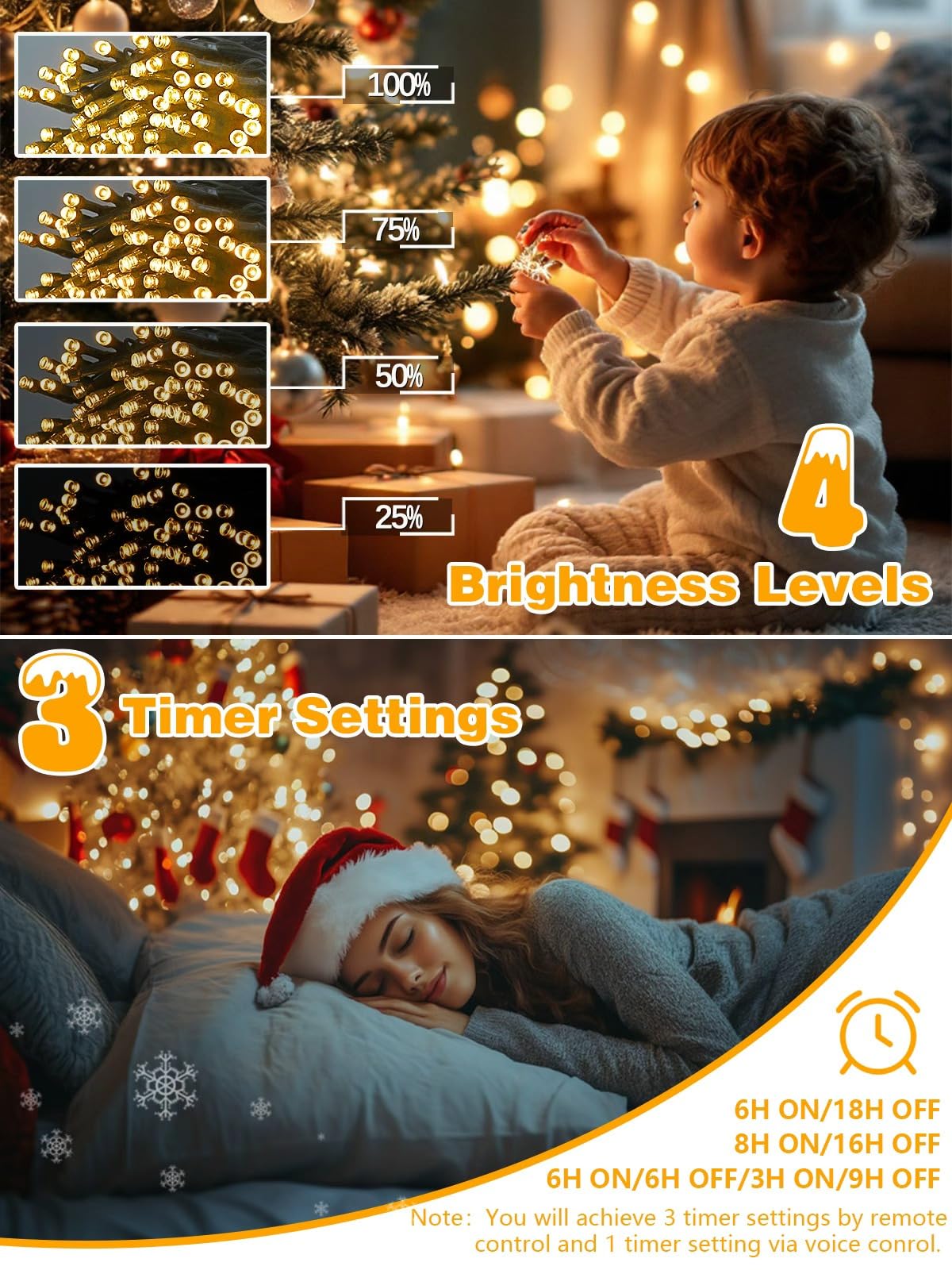 Voice Controlled Christmas Lights With Remote  264 Ft 800 Led String Lights Indoor Outdoor With 12 Modes 3 Timers  Dimmable Twinkle Light Plug In Waterproof For Xmas Tree Party Decor  Warm White