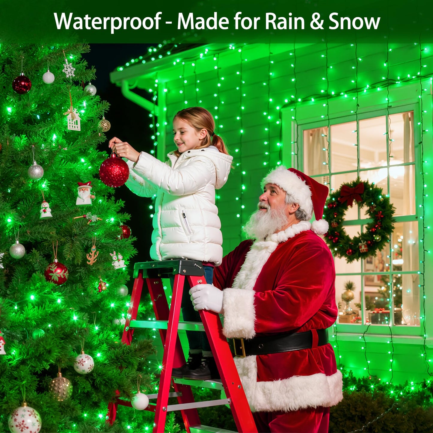 Quhuatu 1500 Led 470Ft Christmas Lights Outdoor 12 Lighting Modes Christmas String Lights With Timer  Dimmable Plug In Green Led Stringlights Waterproof For Yard Tree Wedding Party Holiday Green