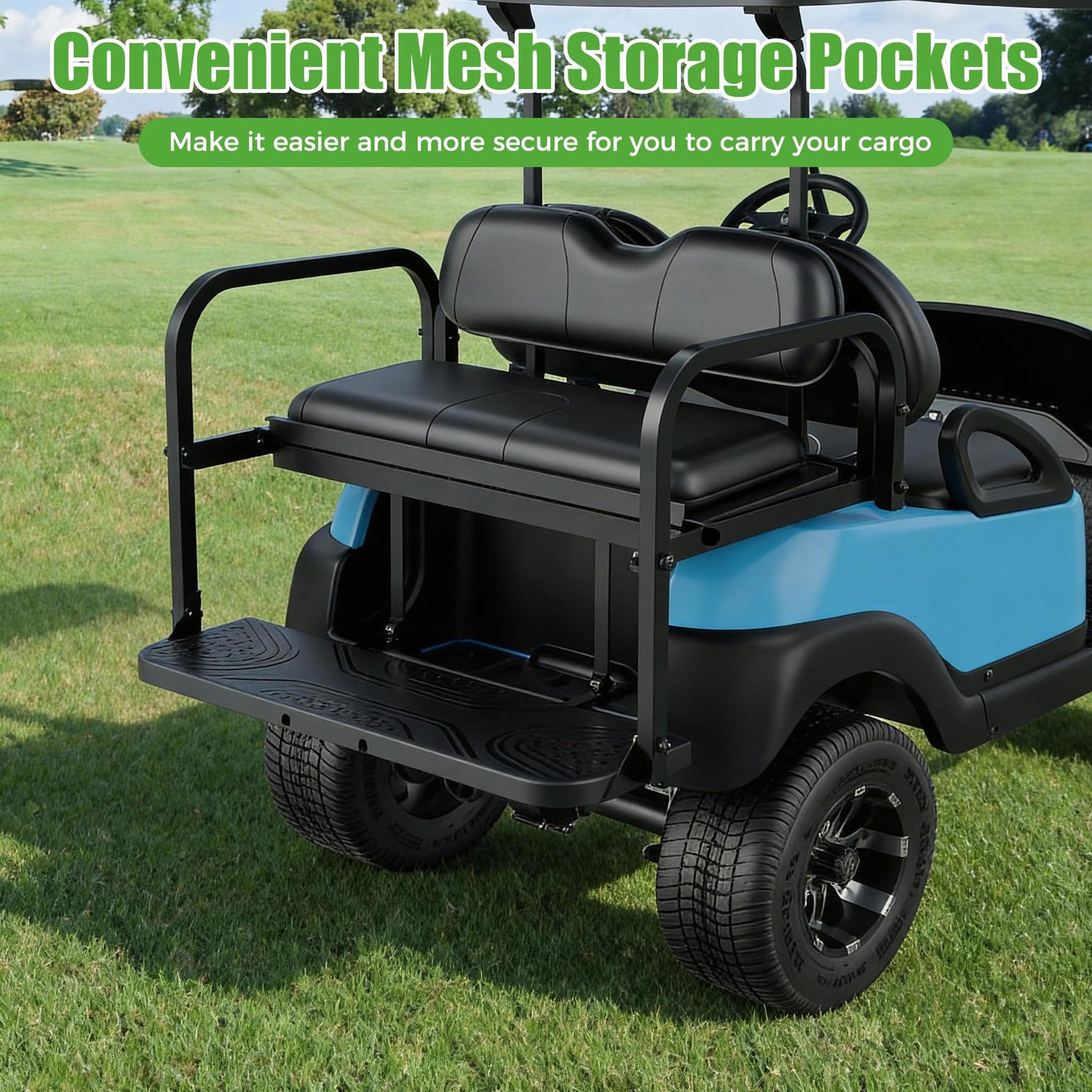 10L0L Golf Cart Rear Seat Kit for Club Car Precedent/Tempo/Onward 2004-Up | Back Flip Seat with High-Density Foam Cushions | Fold Down Rear Seat