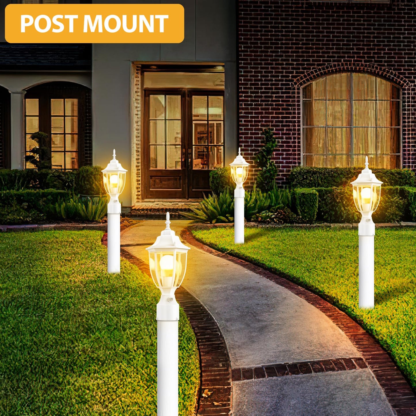 Lamomo Outdoor Post Lights  2 Packs Dusk To Dawn Lamp Post Light Fixture  Waterproof Aluminum White Lamp Posts Outdoor Lighting Pole Lantern For Yard Patio Pathway Garden
