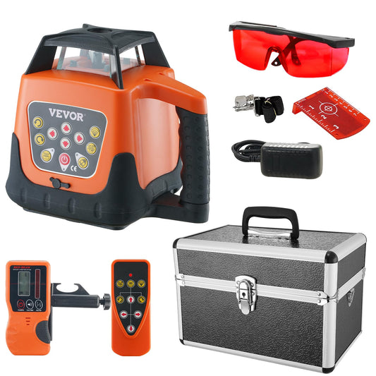 VEVOR Rotary Laser Level 1650ft,360 Degree Self Leveling Red Cross Line Laser,5 Rotation Speeds&4 Scanning Angles Adjustment,IP66 Waterproof Remote Control Manual Self-leveling Mode,Battery Included