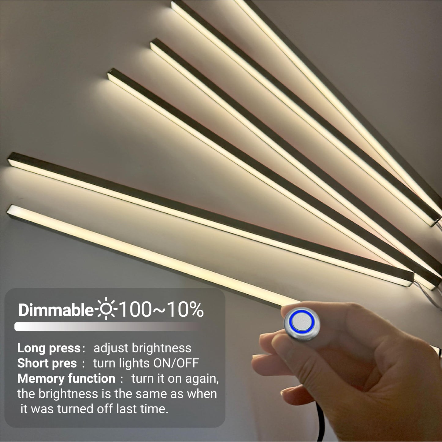Hamrvl Wood Slat Wall Panels Led Recessed Lighting - Dc12V 6Pcs 16In Self-Adhesive Dimmable Wall Panel Lights With Touch Switch  4000K White Led Light For Acoustic Panels  Headboard  Cabinet Lighting