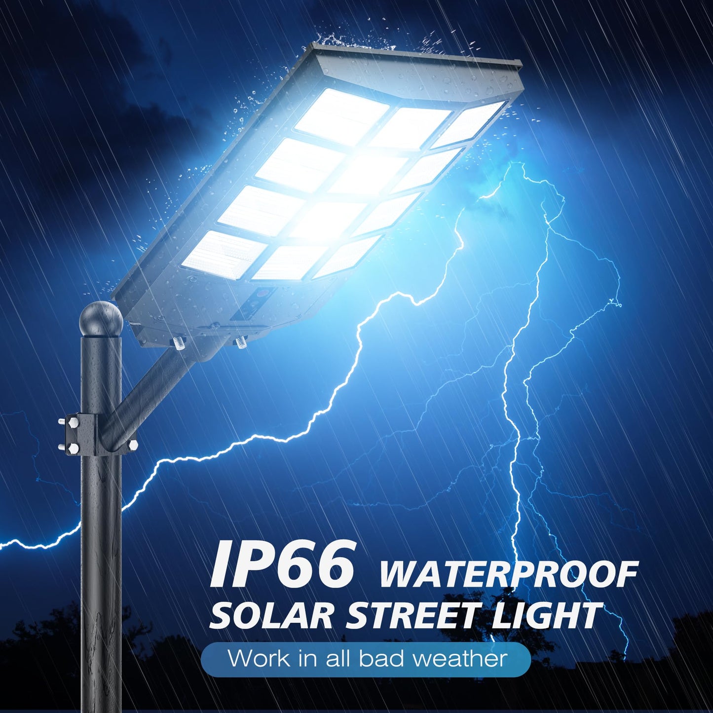 5000W Solar Street Lights Outdoor Commercial  6500K Wide Angle Motion Sensor Led Flood Light With Remote  Solar Lights Ip66 Waterproof Dusk To Dawn Lighting For Parking Lot Yard Driveway (4 Pack)