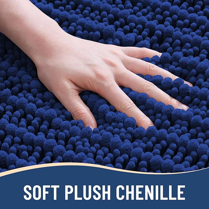 Arotive Luxury Chenille Bathroom Rug Mat, Extra Soft Thick Absorbent Shaggy Bath Rugs, Non-Slip Machine Wash Dry, Plush Bath Mats for Bathroom, Shower and Tub, 30x20, Royal Blue