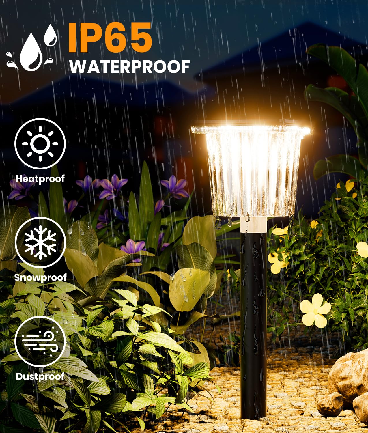 Super Bright Solar Pathway Lights Outdoor Powered Adjustable Warm&Cool White Waterproof Ip65 Garden Decor Landscape Lighting Outside For Yard/Patio/Walkway/Driveway/Landscape (Obsidian Black  6 Pack)