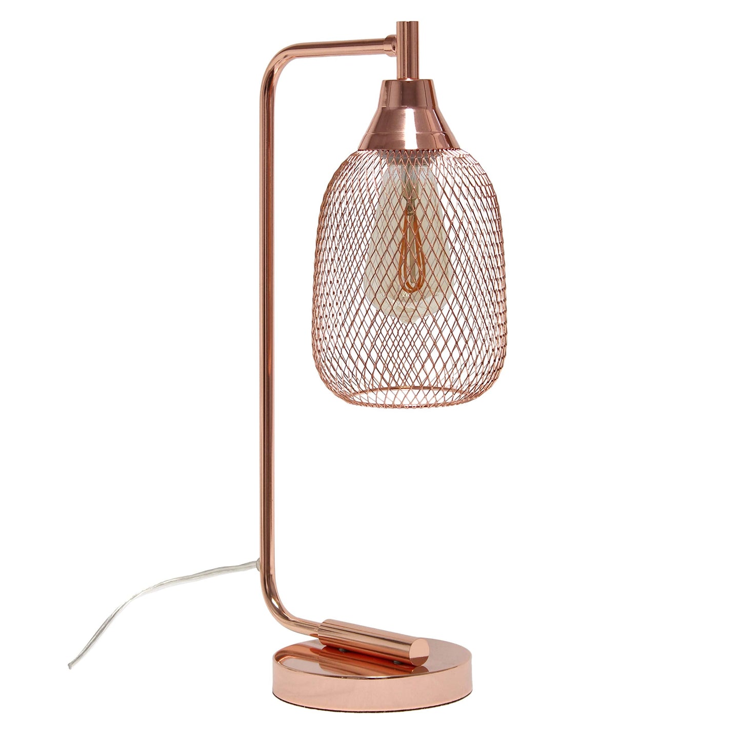 Simple Designs LD1060-RGD Table Desk Lamp, Iron, Mesh Wire, Rose Gold