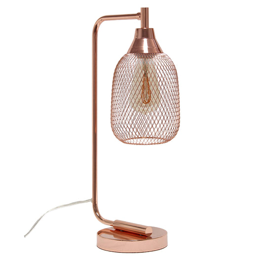 Simple Designs LD1060-RGD Table Desk Lamp, Iron, Mesh Wire, Rose Gold