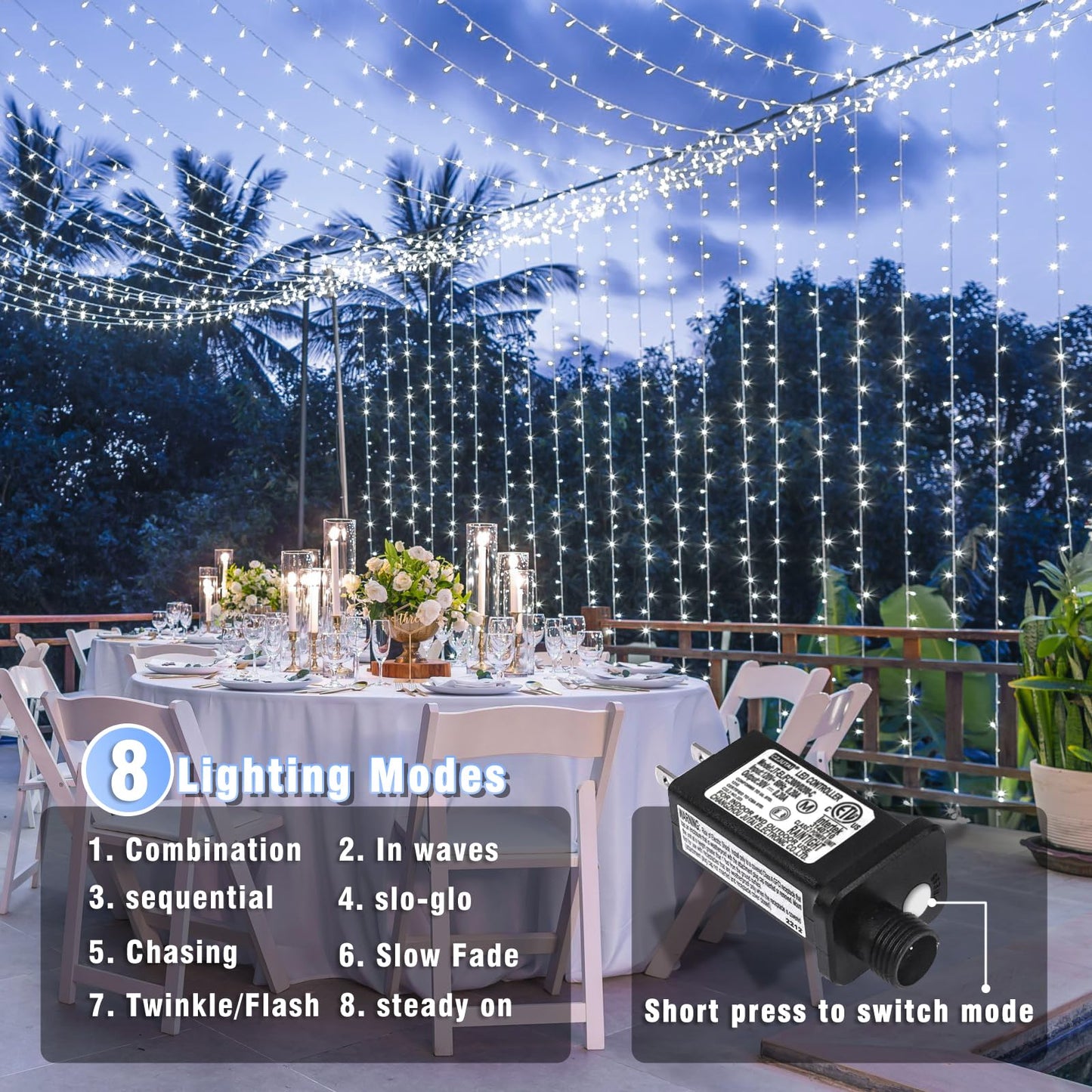 Nielfoi 800 Led Christmas Lights Outdoor Indoor  Christmas String Lights Indoor With 8 Modes Waterproof  Plug In Twinkle Fairy Lights Clear Wire For Xmas Tree  Patio  Wedding  Party Decor  White